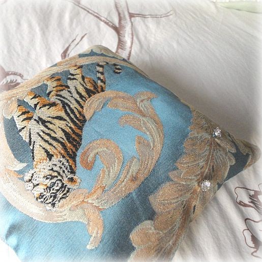 crashandcarry Tiger Pillow Made with all Vintage Materials