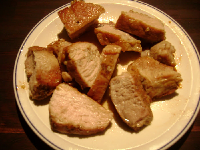 Pork steak fried in hot pan 8-10 minutes leave it for 3 minutes cut and serve.