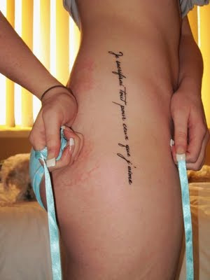 Lettering into a tattoo is to have it within or accompanying a picture 