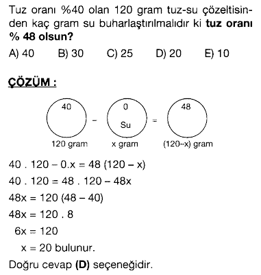 ÖSS&KPSS&DGS&ALES HAZIRLIK MATEMATİK SORU ÇÖZÜMLERİ: Karışım Problemi
