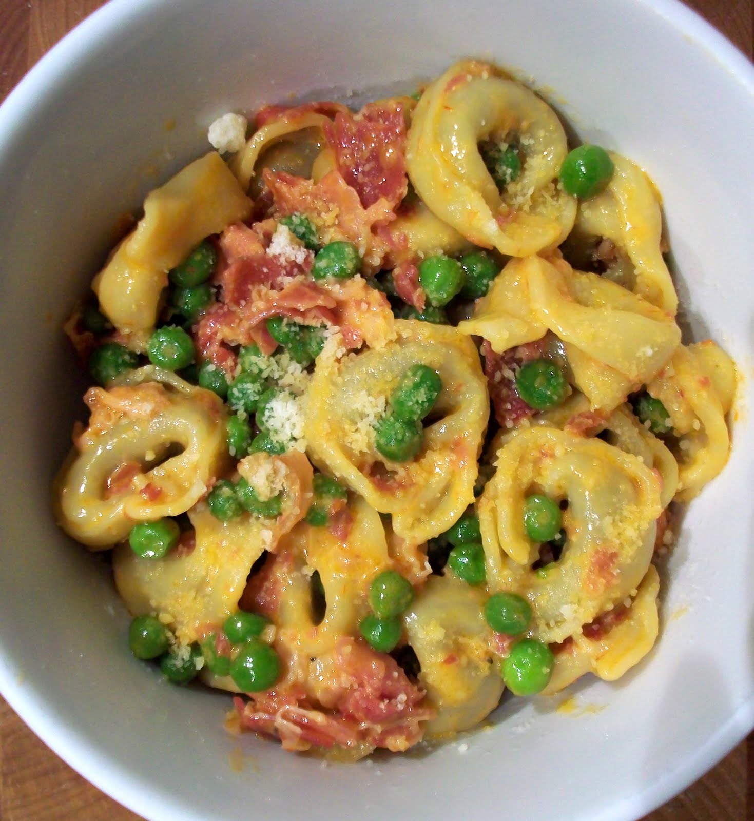 Stirring Up A Dream Tortellini with Peas and Pancetta