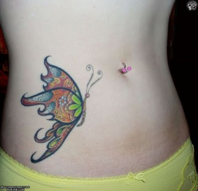 Butterfly Tattoo in Stomach