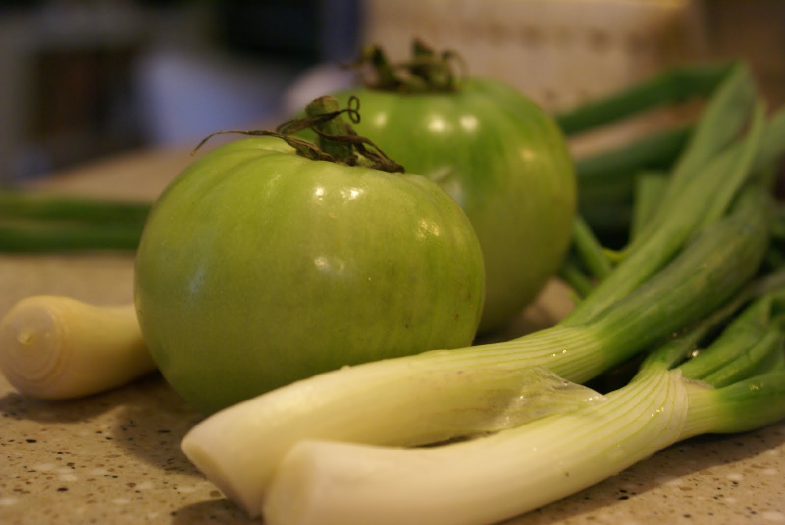 Mindful Bellyful Green Garlic, Green Tomatoes, Green Onions, and a