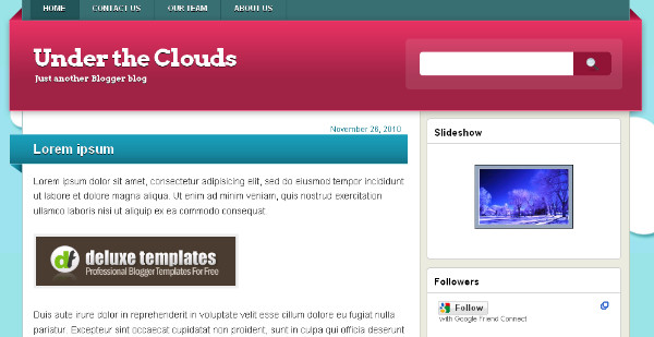 Under Clouds Blogger Template Best Personal Blogger Templates