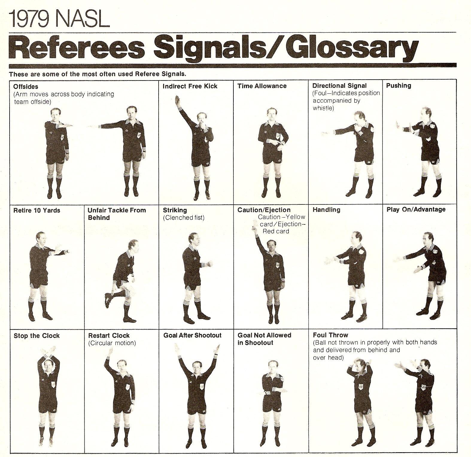 THE VINTAGE FOOTBALL CLUB REFEREES SIGNALS