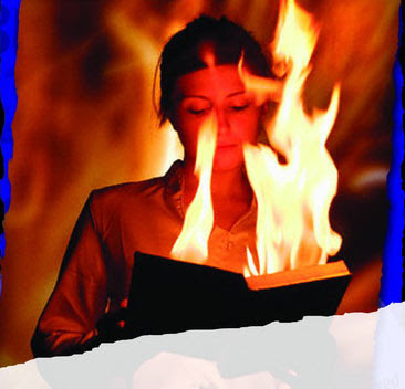 flaming book