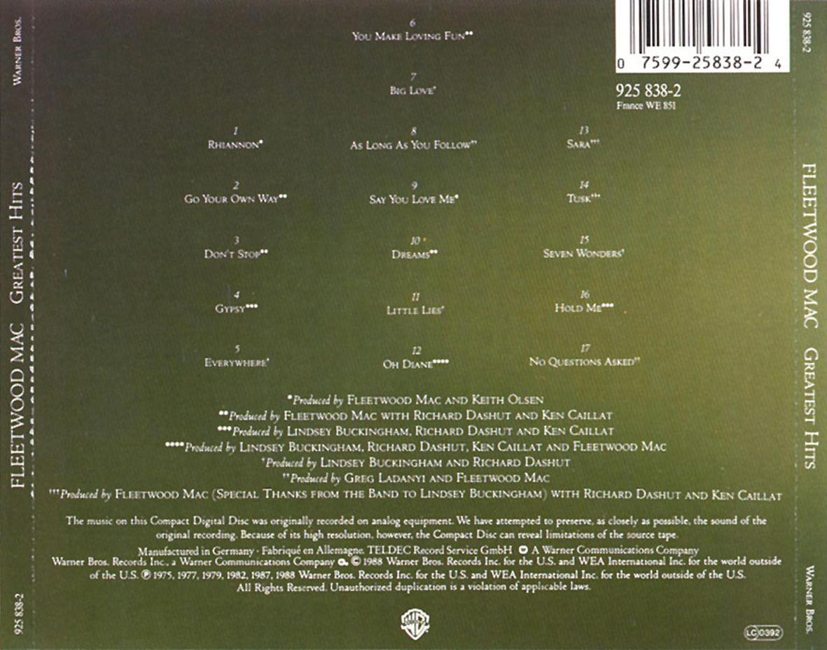 Toda mi músicA Greatest Hits Fleetwood Mac 1988