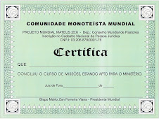 Certificado do Curso de Missões Online  (Este pode ser o seu - leia o início do Blog)
