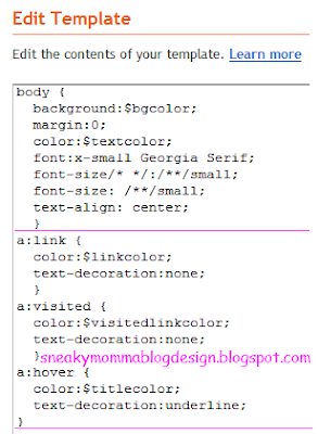 Sneaky Momma Blog Design Link Customization Hover Underline