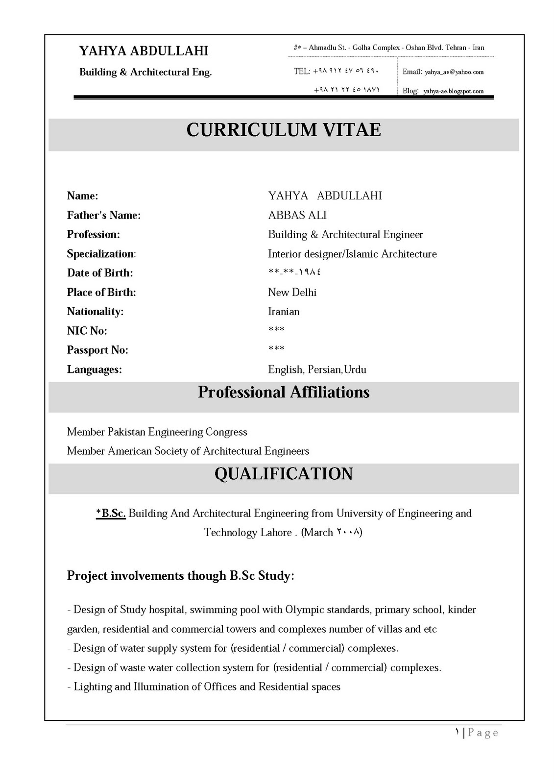 curriculum vitae para llenar