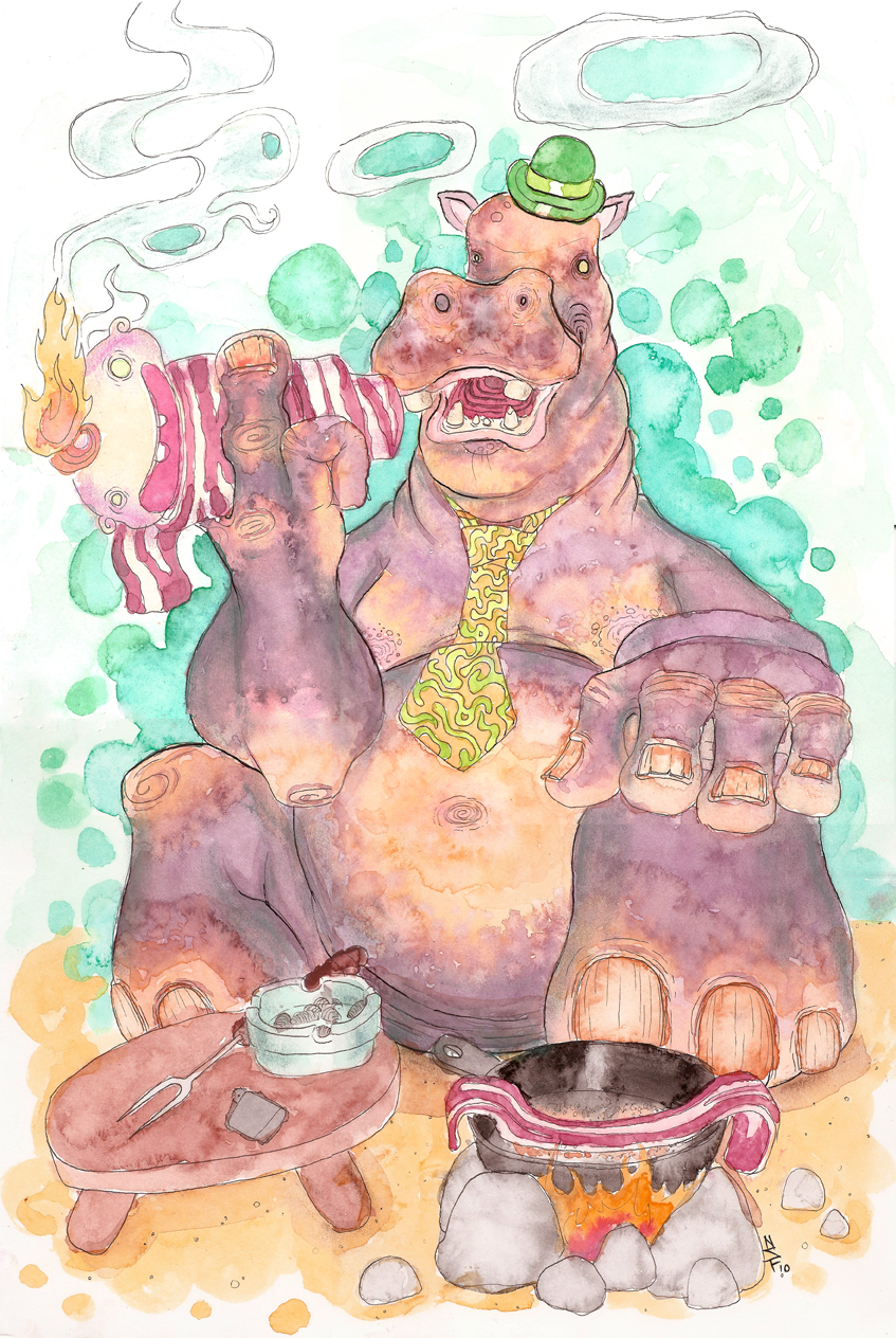 smoking hippo
