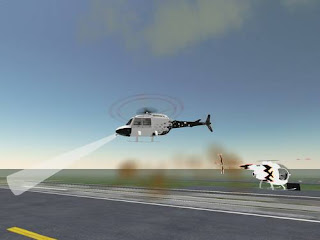 Cyberspace-3d virtual reality - helicopter in flight off the ground