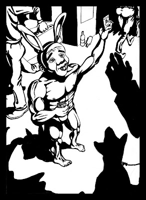 Ilustracion del Conejo Blanco de Alicia en el pais de las maravillas de Lewis Carroll, dibujo pin up del personaje