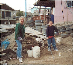 Griffin and Sarah getting stucco ready- 2003