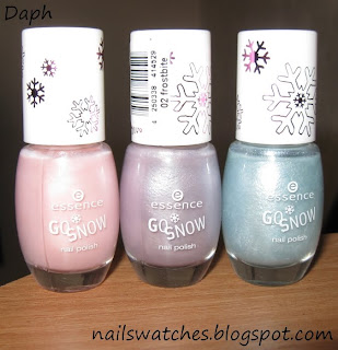 Bottlepic of Snow Bunny, Frostbite and Alpine Snow essence gos now limited edition bottle pic snow bunny frostbide alpine snow sheer shimmer frost nail polish nailswatches