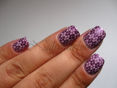 Orly Lollipop stamped with China Glaze Harmony and imageplate M60 orly lollipop lavender purple creme sweet collection spring 2010 konadicure stamping konad imageplate m60 china glaze chg harmony romantique collection purple chrome metallic