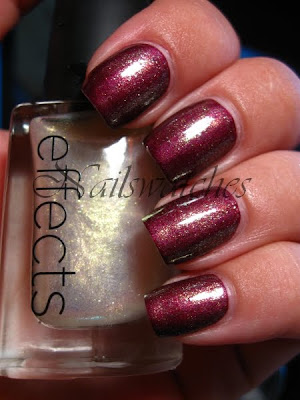 CND Jade Sparkle over Nubar Vital cnd effects polish topcoat shimmer gold jade topper nailswathces notd swatch