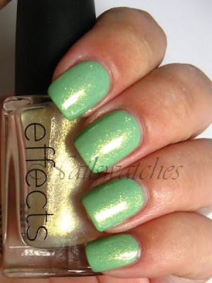 CND Jade Sparkle over OPI Damone Roberts 1968 cnd jade sparkle topcoat topper layering over opi damone roberts 1968 limited edition mint green creme nail polish nailswatches