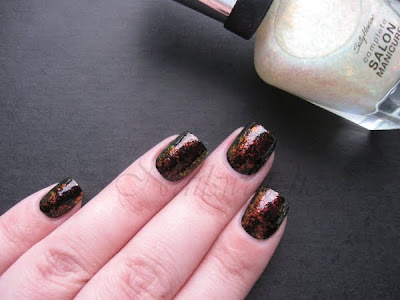 Sally Hansen Hidden Treasure over black sally hansen hidden treasure flakie polish nailswatches