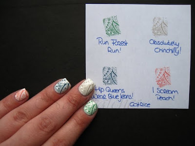 Stampabilities 016: Catrice stampabilities catrice run forest run hip queens wear blue jeans i scream peach absolutely chinchilly nail polish stamping nailswatches
