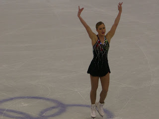 An emotional Joannie Rochette at the end of her short program.