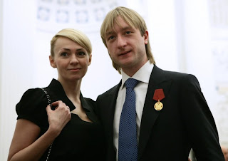Plushenko and his wife Yana Rudkovskaya attend a ceremony at the Kremlin in Moscow, Russia. Photo courtesy daylife.com