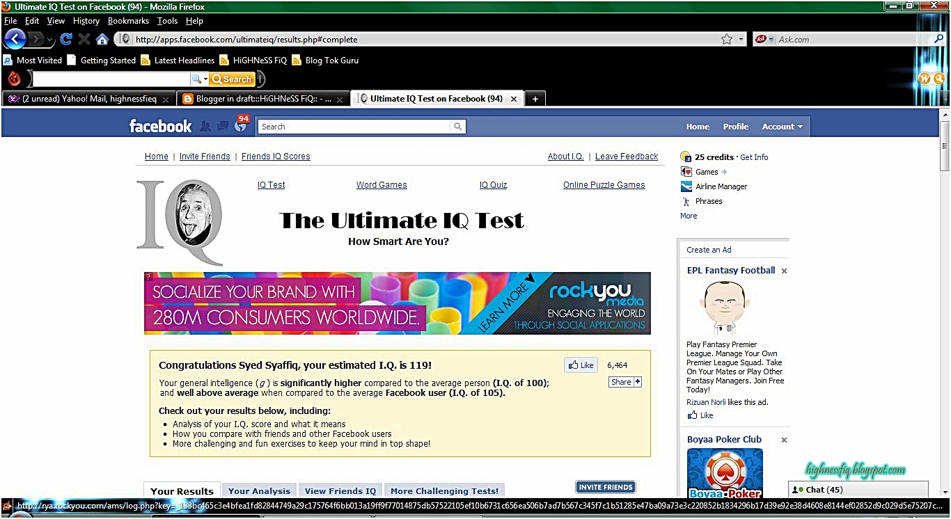 ULTiMaTe iQ TeST oN FaCeBooK