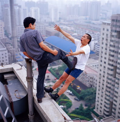Lei Wei photo, man falling from the top of a tower
