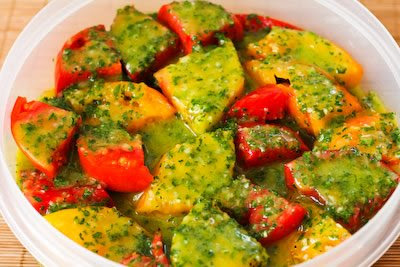 Marinated Tomato Salad with Parsley and Marjoram Dressing Marinated Tomato Salad