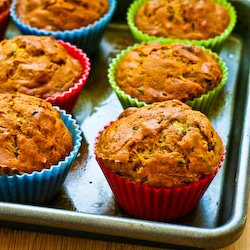 Low-Sugar and Whole Wheat Zucchini Muffins with Pecans found on KalynsKitchen.com Low-Sugar and Whole Wheat Zucchini Muffins with Pecans found on KalynsKitchen.com