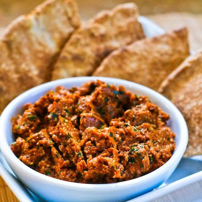 This Sun-Dried Tomato Tapenade with Garlic and Herbs tastes good spread on just about anything! Sun-Dried Tomato Tapenade