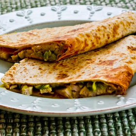 Here's something easy and tasty to make from your leftover turkey this year. Of course, if you're not cooking a turkey, just make it with chicken! Turkey and Guacamole Quesadilla