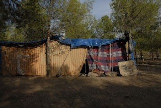 Campement de migrants dans la forêt, photo de Anaïs Pachabézian