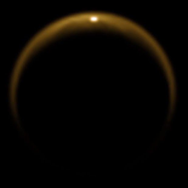 Sunlight reflected off a lake on Saturn's moon Titan!