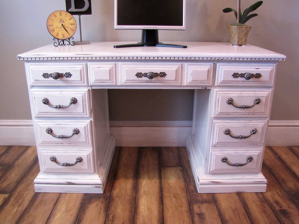 dusty gem decor Antique White Desk