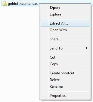 Extracting the game zip file