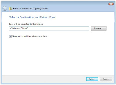 Zip program extracting PC game