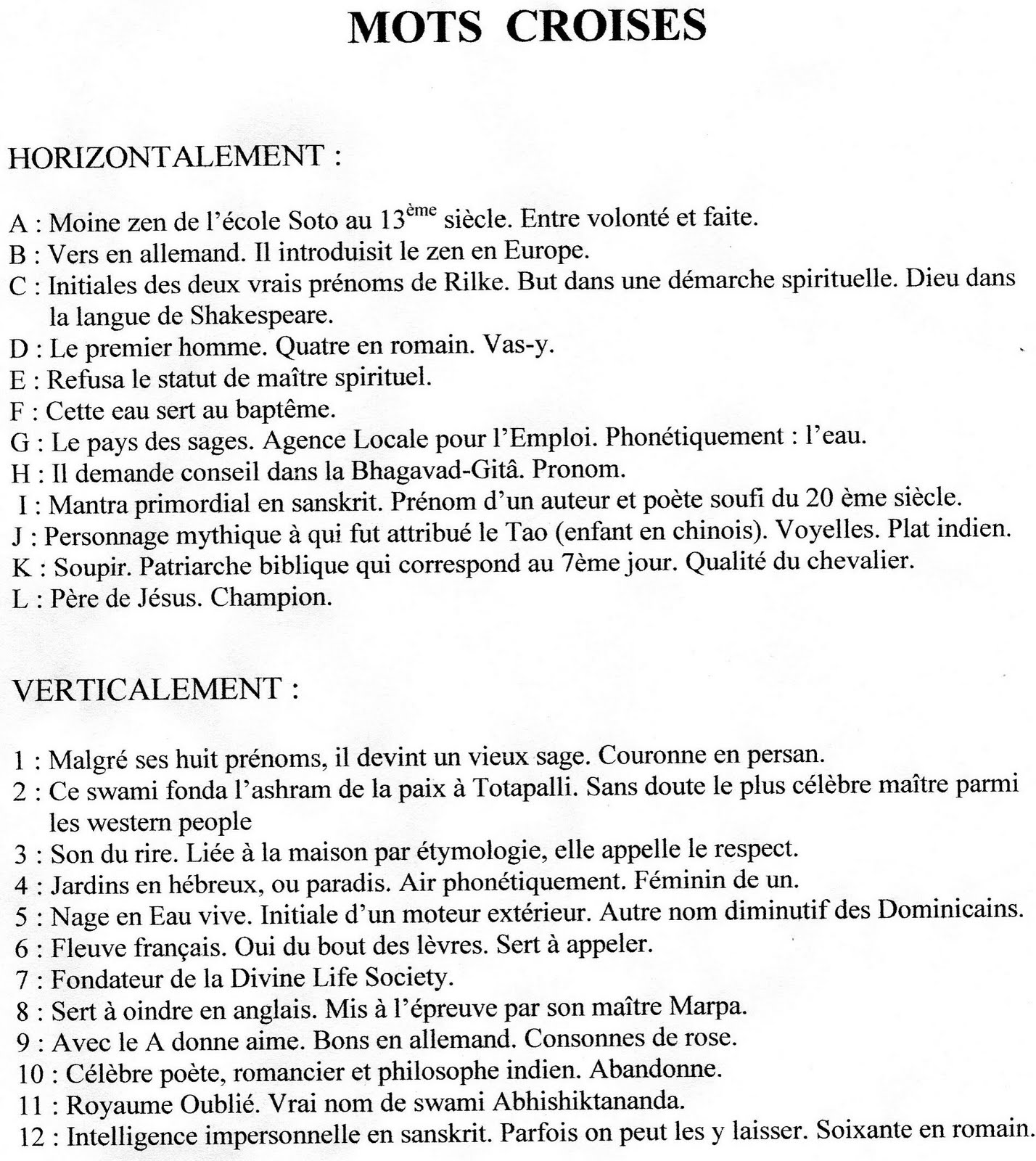 bassin d'eau pure mots croises