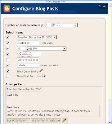 New Blogger configure post window