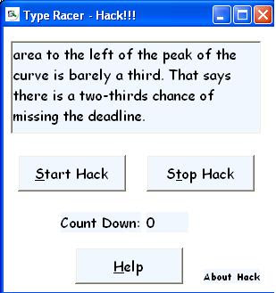 Screen shot of the Type Racer