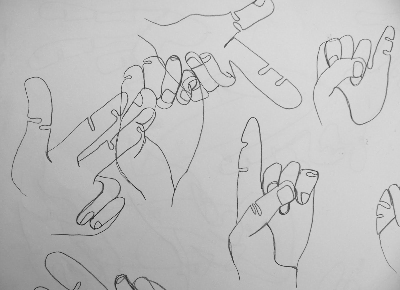 Contour Line Drawing Of A Hand : Jb s drawing blind and observed continuous line
