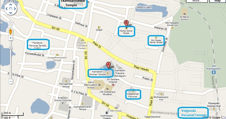 Chennai To Kanchipuram Route Map Temples Of India: Kanchipuram Divyadesams Route Map