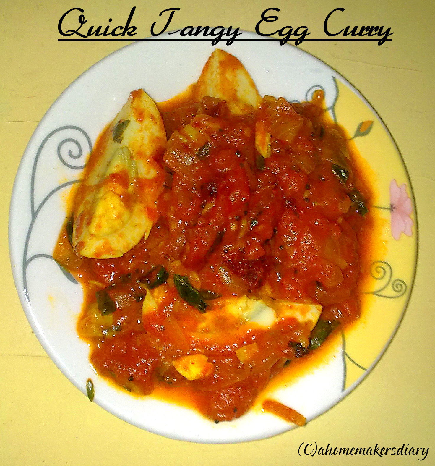 Quick n Tangy Egg Curry - A Homemaker's Diary