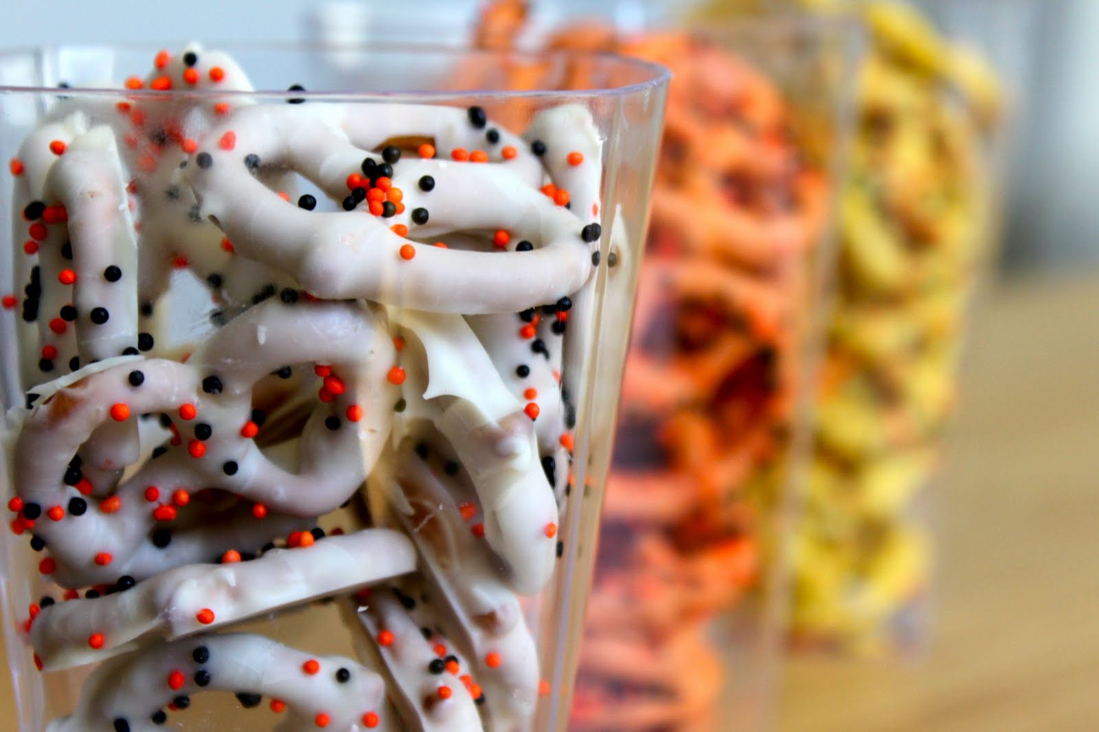 Baked Perfection Candy Corn themed Chocolate Covered Pretzels