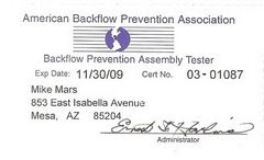 Arizona state backflow license