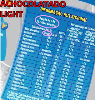 tabela nutricional de Nescau Light