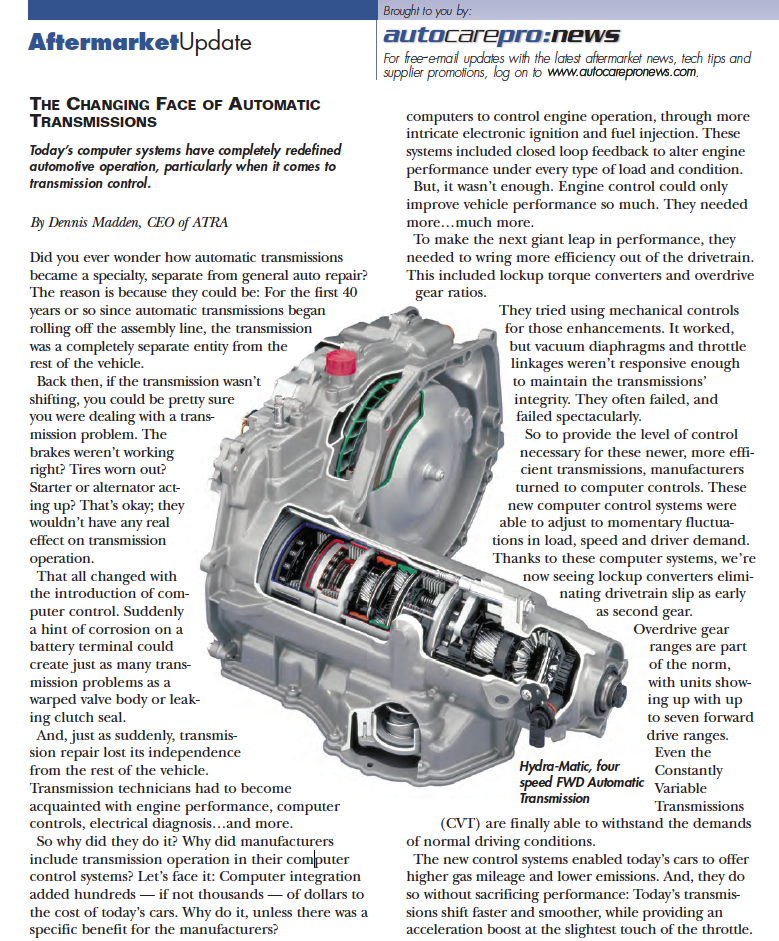 ATRA's President, Dennis Madden, Writes Article for Underhood Service