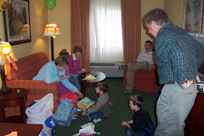 my dad, mom, daniel, me, kids, and jamie celebrating spencers birthday