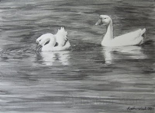 geese charcoal painting