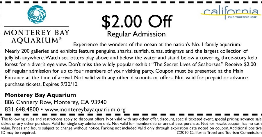 Check with a Targeted traffic Expert: California drive coupon: Monterey photo regarding Monterey Bay Aquarium Printable Coupon known as Check with a Site visitors Expert: California drive coupon: Monterey